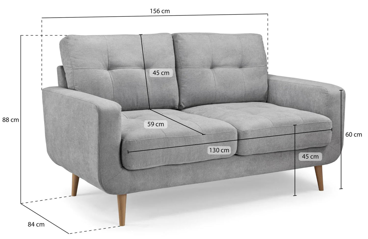 Aurora Grey 2 Seater Sofa