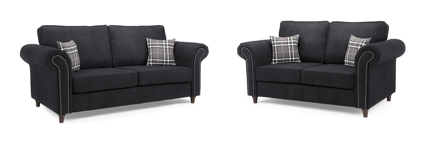 Oakland 3+2 Sofa Set In Charcoal