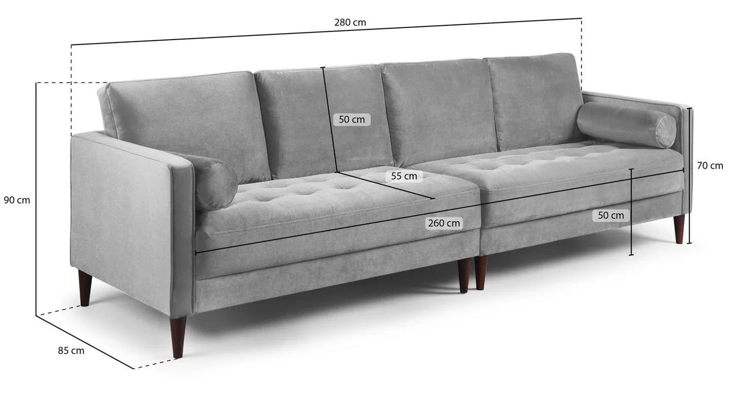 Harper Plush Teal 4 Seater Sofa