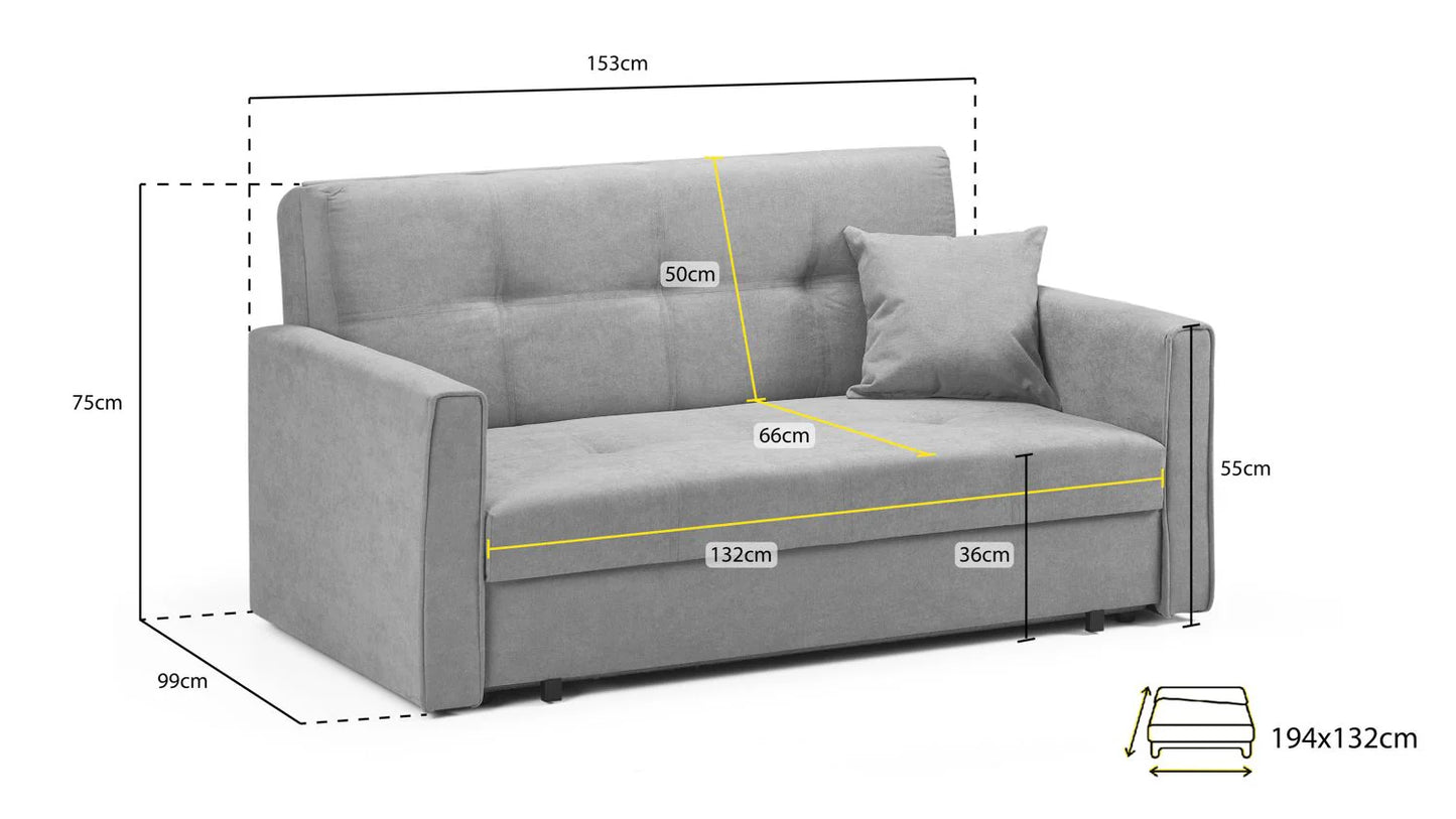 Viva 2 Seater Sofa Bed In Plush Grey