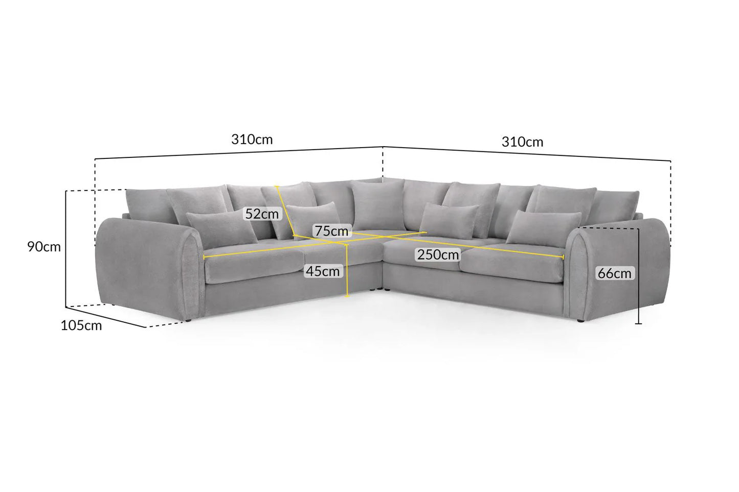 Mirabel Grey Large Corner Sofa