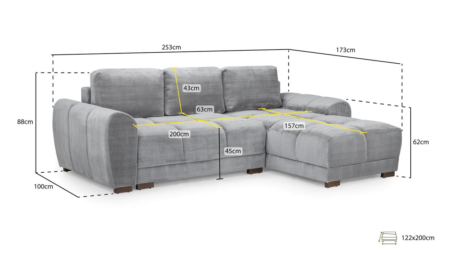 Azzuro Cream Universal Corner Sofa Bed
