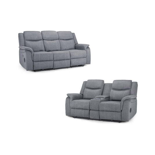 The Harold Tech Electric Reclining Sofa Set In Grey Fabric
