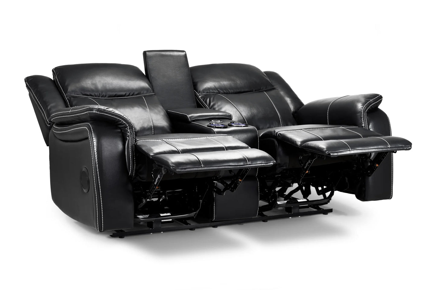 The Harold Tech Electric Reclining 2 Seater Sofa In Black Leather