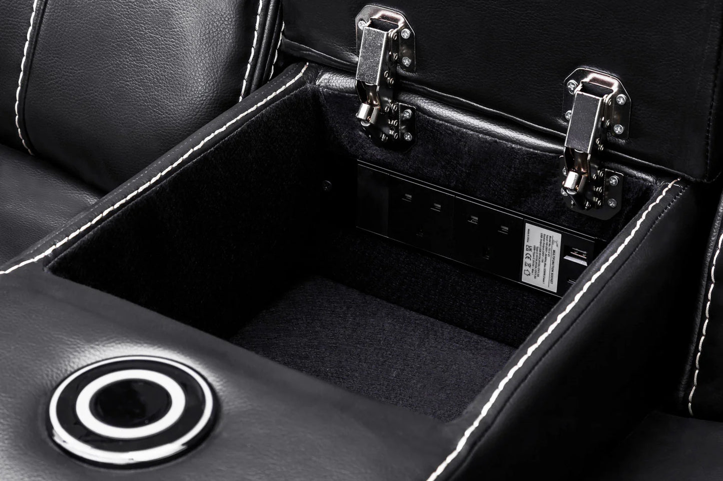 The Harold Tech Electric Reclining 2 Seater Sofa In Black Leather