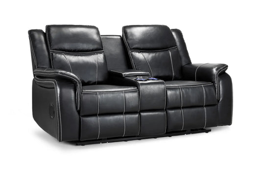 The Harold Tech Electric Reclining 2 Seater Sofa In Black Leather