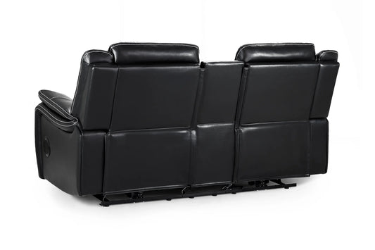 The Harold Tech Electric Reclining 2 Seater Sofa In Black Leather