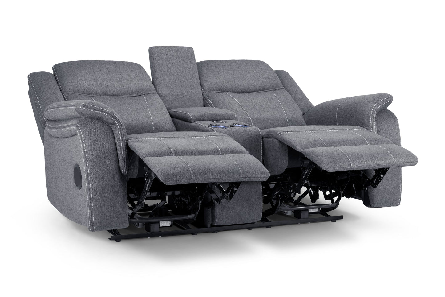 The Harold Tech Electric Reclining Sofa Set In Grey Fabric