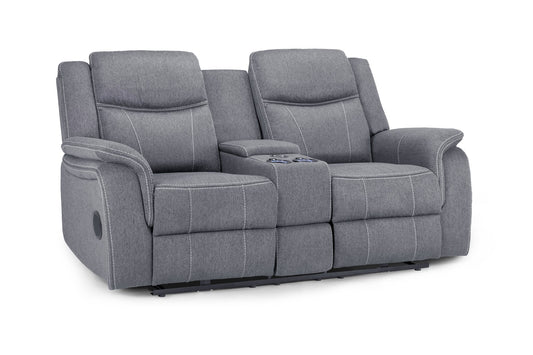 The Harold Tech Electric Reclining 2 Seater Sofa In Grey Fabric