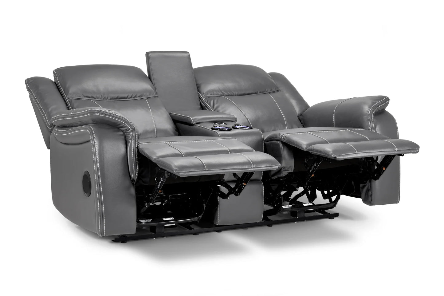 The Harold Tech Electric Reclining Sofa Set In Grey Leather