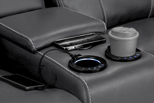 The Harold Tech Electric Reclining 2 Seater Sofa In Grey Leather