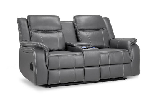 The Harold Tech Electric Reclining 2 Seater Sofa In Grey Leather