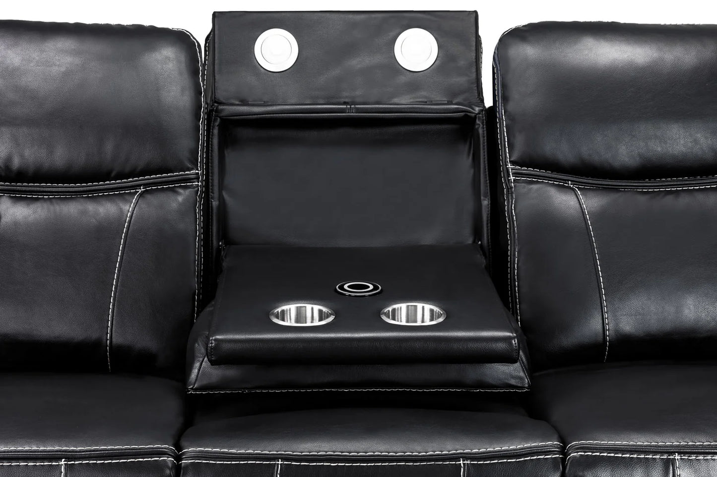 The Harold Tech Electric Reclining 3 Seater Sofa In Black Leather