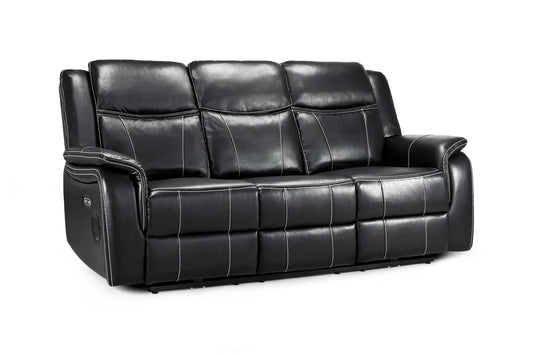 The Harold Tech Electric Reclining 3 Seater Sofa In Black Leather