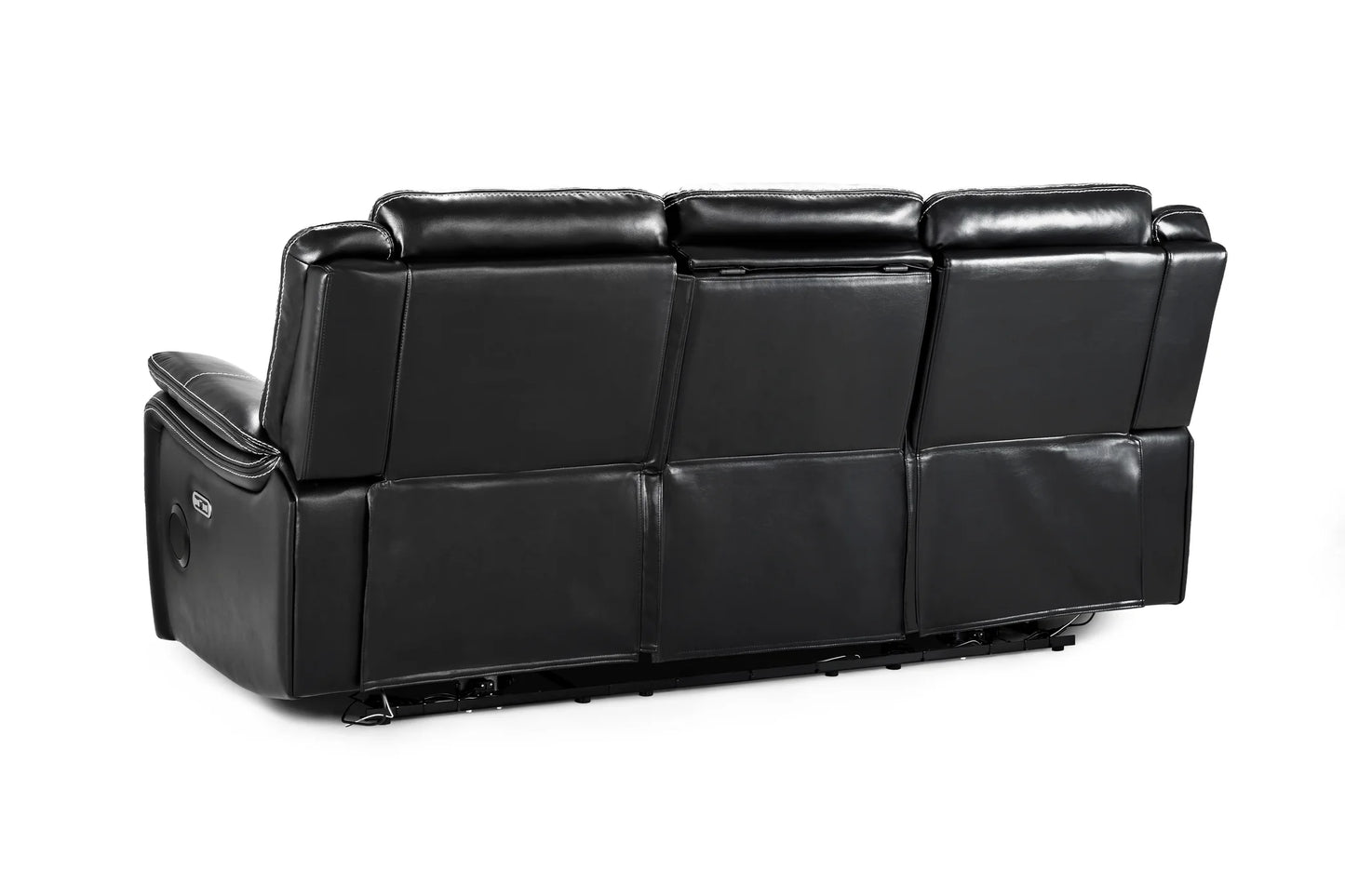The Harold Tech Electric Reclining 3 Seater Sofa In Black Leather