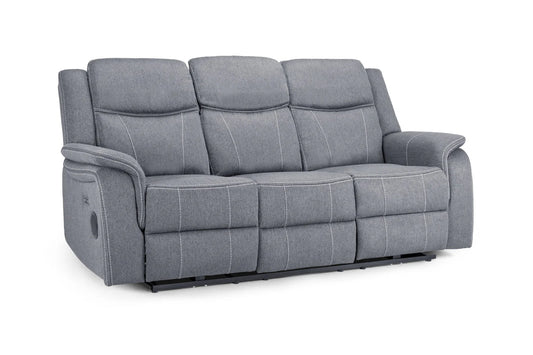 The Harold Tech Electric Reclining 3 Seater Sofa In Grey Fabric