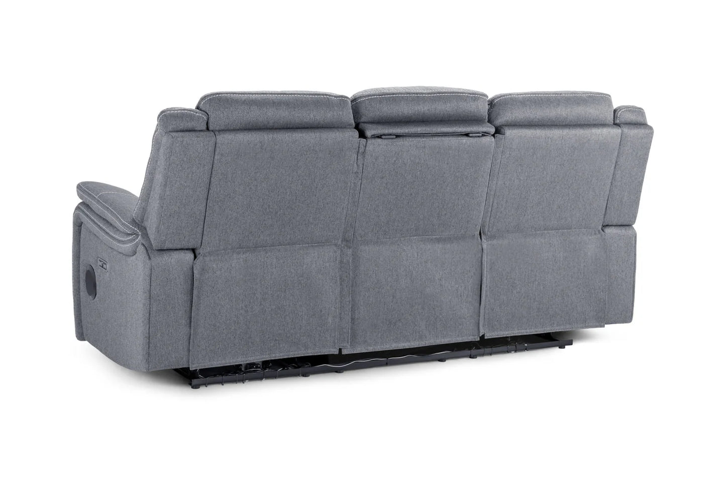 The Harold Tech Electric Reclining 3 Seater Sofa In Grey Fabric