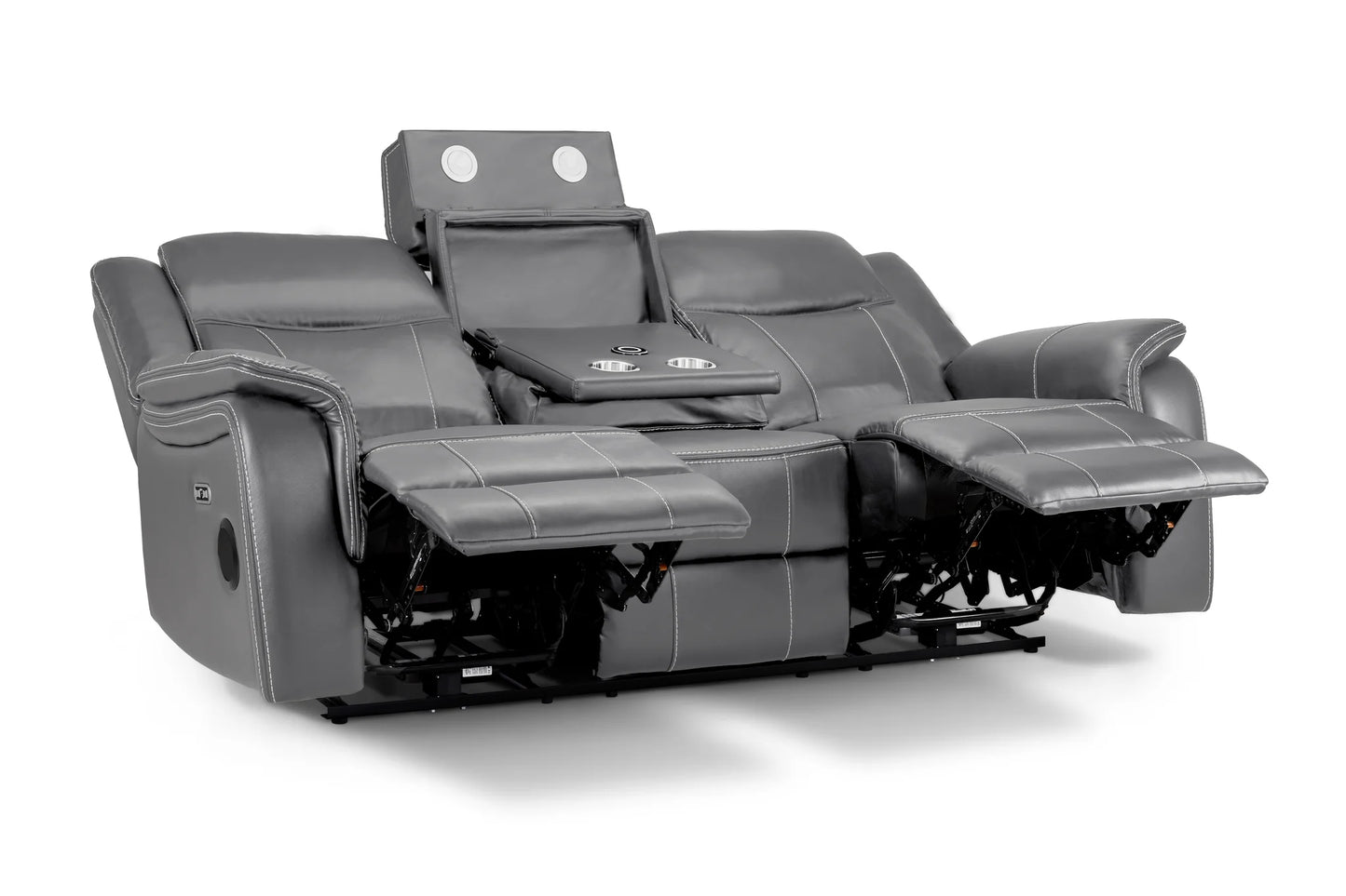 The Harold Tech Electric Reclining 3 Seater Sofa In Grey Leather