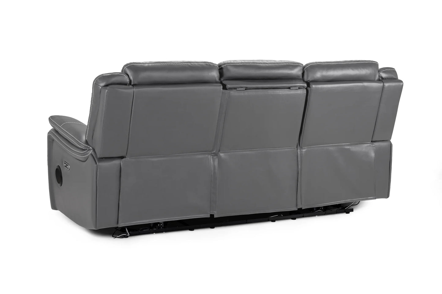 The Harold Tech Electric Reclining 3 Seater Sofa In Grey Leather