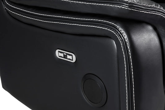 The Harold Tech Electric Reclining Sofa Set In Black Leather