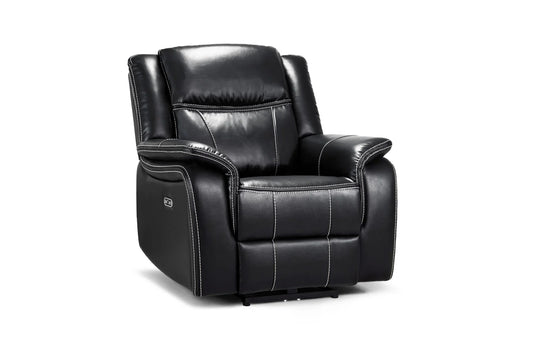 The Harold Tech Electric Reclining Armchair In Black Leather