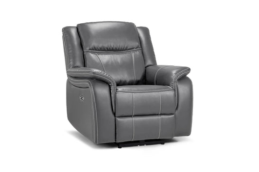 The Harold Tech Electric Reclining Armchair In Grey Leather