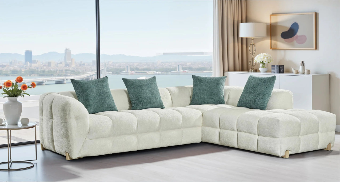 Genoa Sofa Beige Right Hand Large Corner Sofa