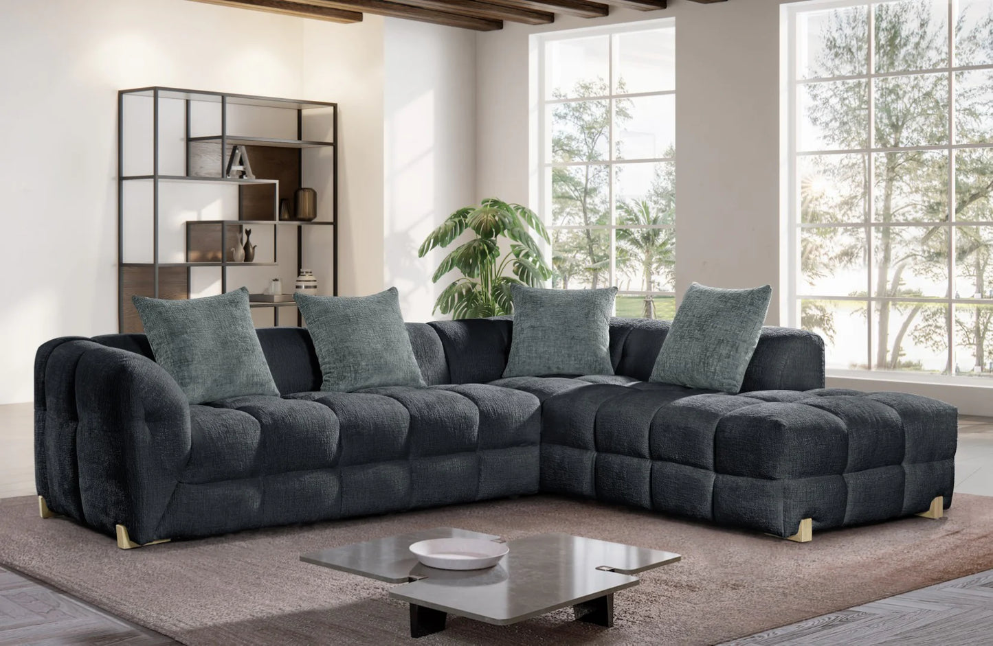 Genoa Sofa Charcoal Right Hand Large Corner