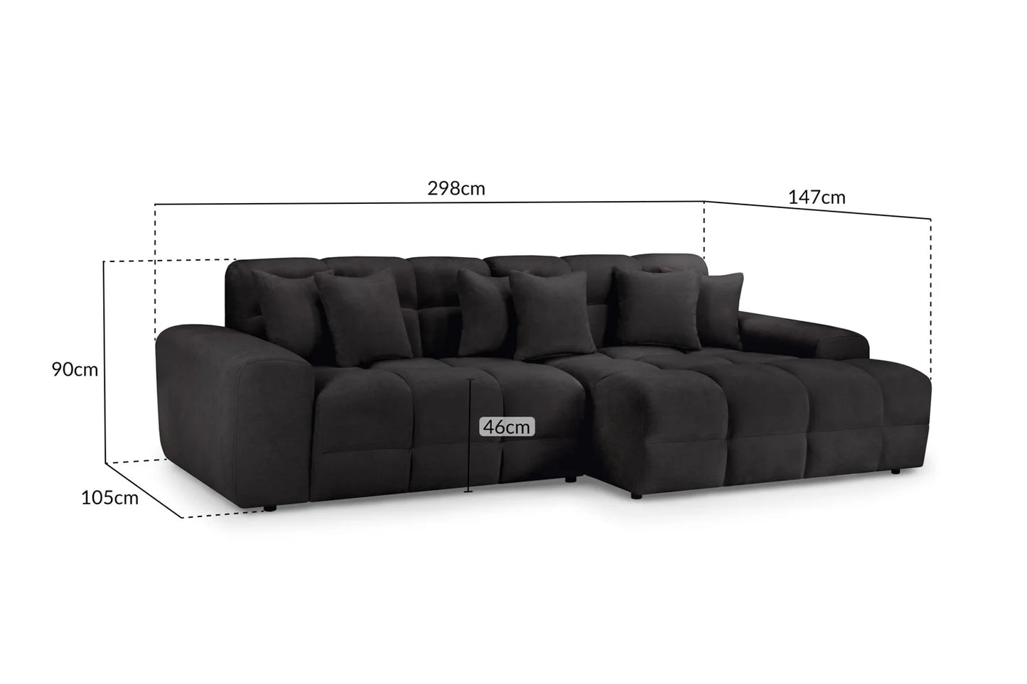 Jacob Sofa Black Right Hand Facing Corner Sofa
