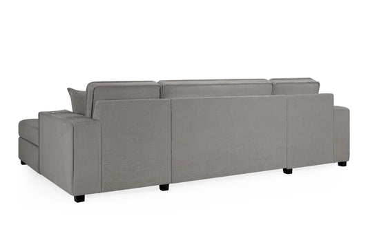 Milan U-Shape Sofa Bed In Plush Grey