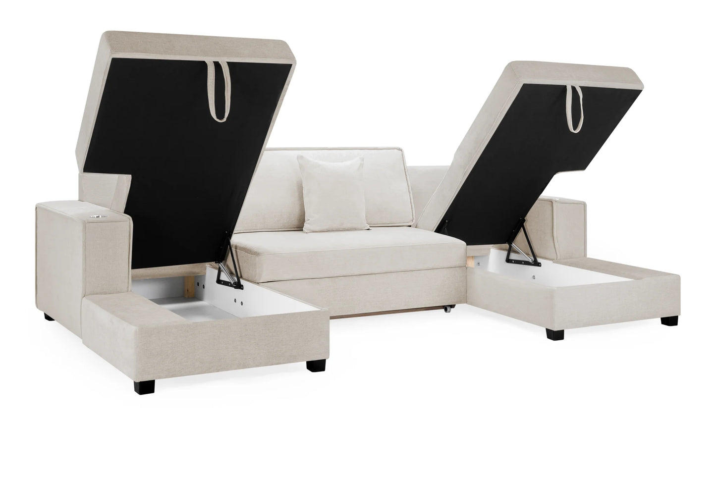 Milan U-Shape Sofa Bed In Plush Beige