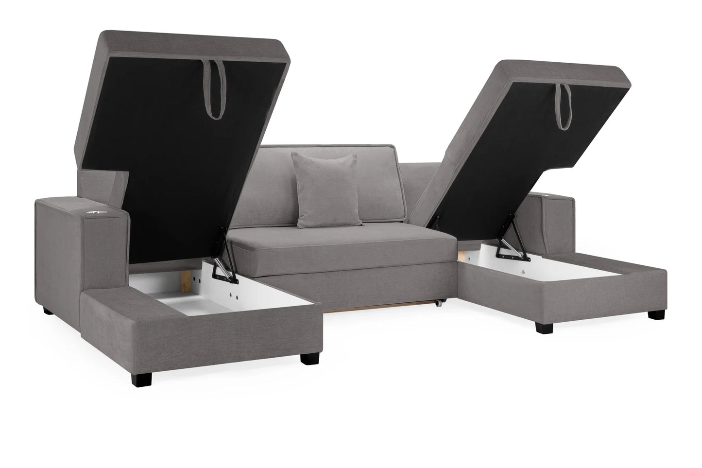 Milan U-Shape Sofa Bed In Plush Grey