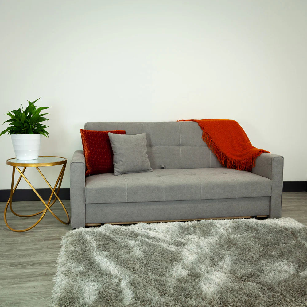 Viva 3 Seater Sofa Bed In Polyester Grey