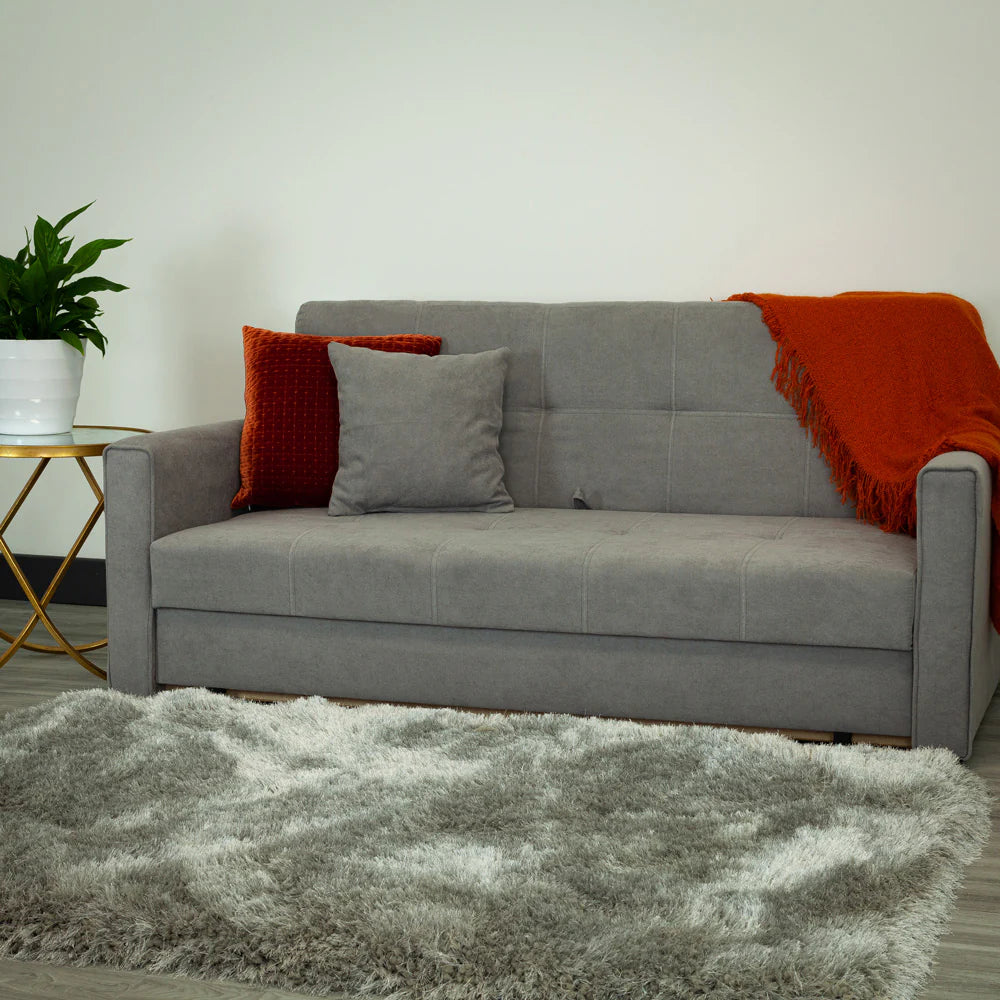 Viva 3 Seater Sofa Bed In Polyester Grey