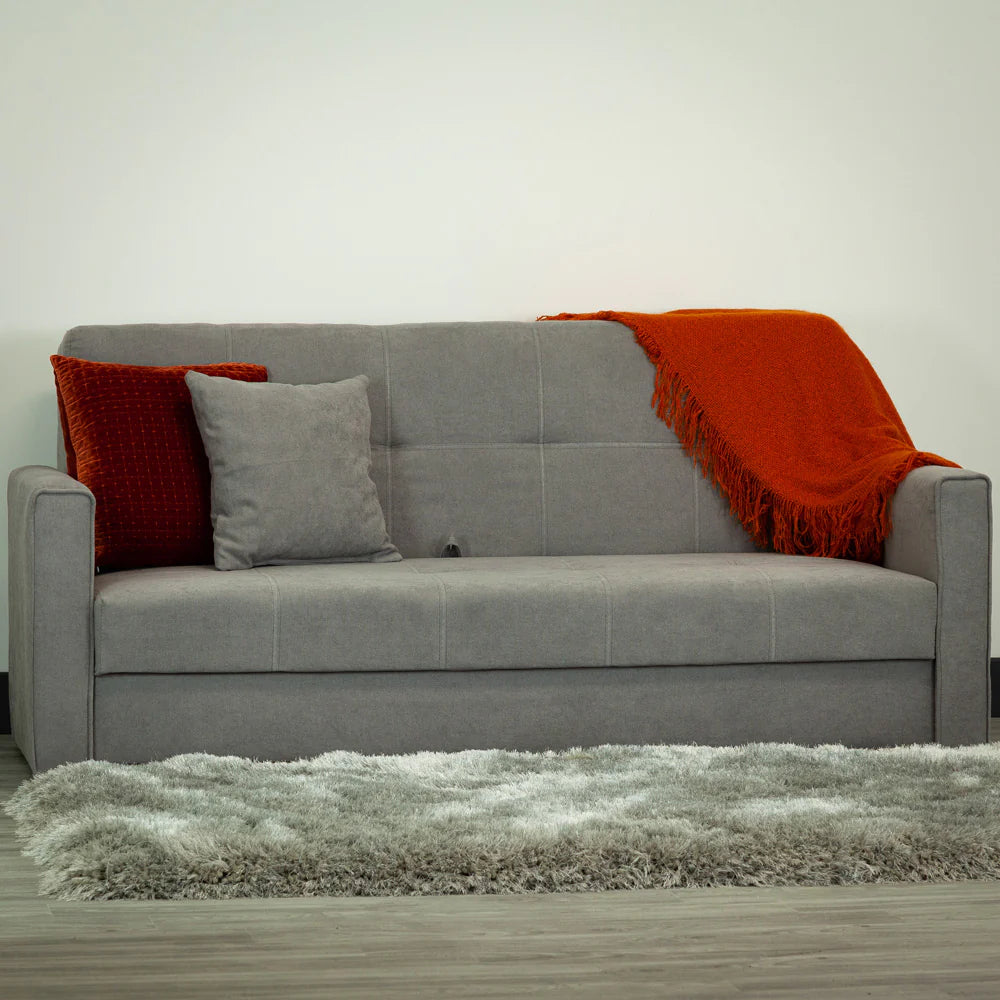 Viva 3 Seater Sofa Bed In Polyester Grey