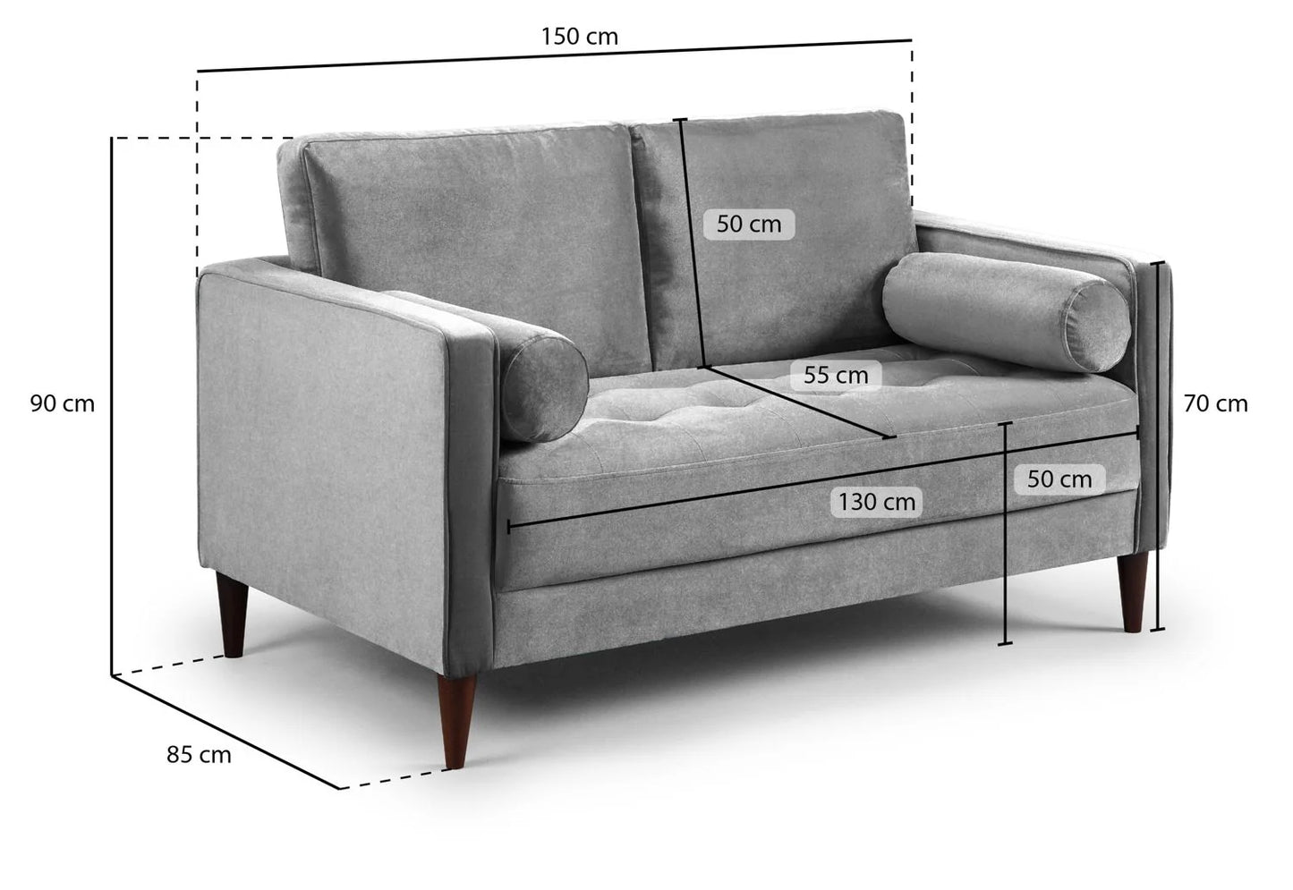 Harper Plush Blue 2 Seater Sofa