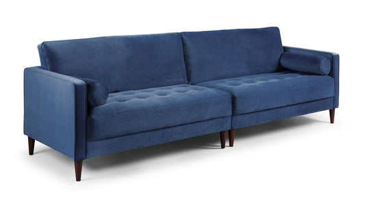 Harper Plush Blue 4 Seater Sofa