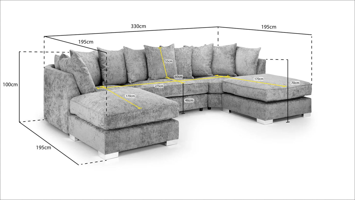 Bishop U-Shape Platinum Scatterback Sofa