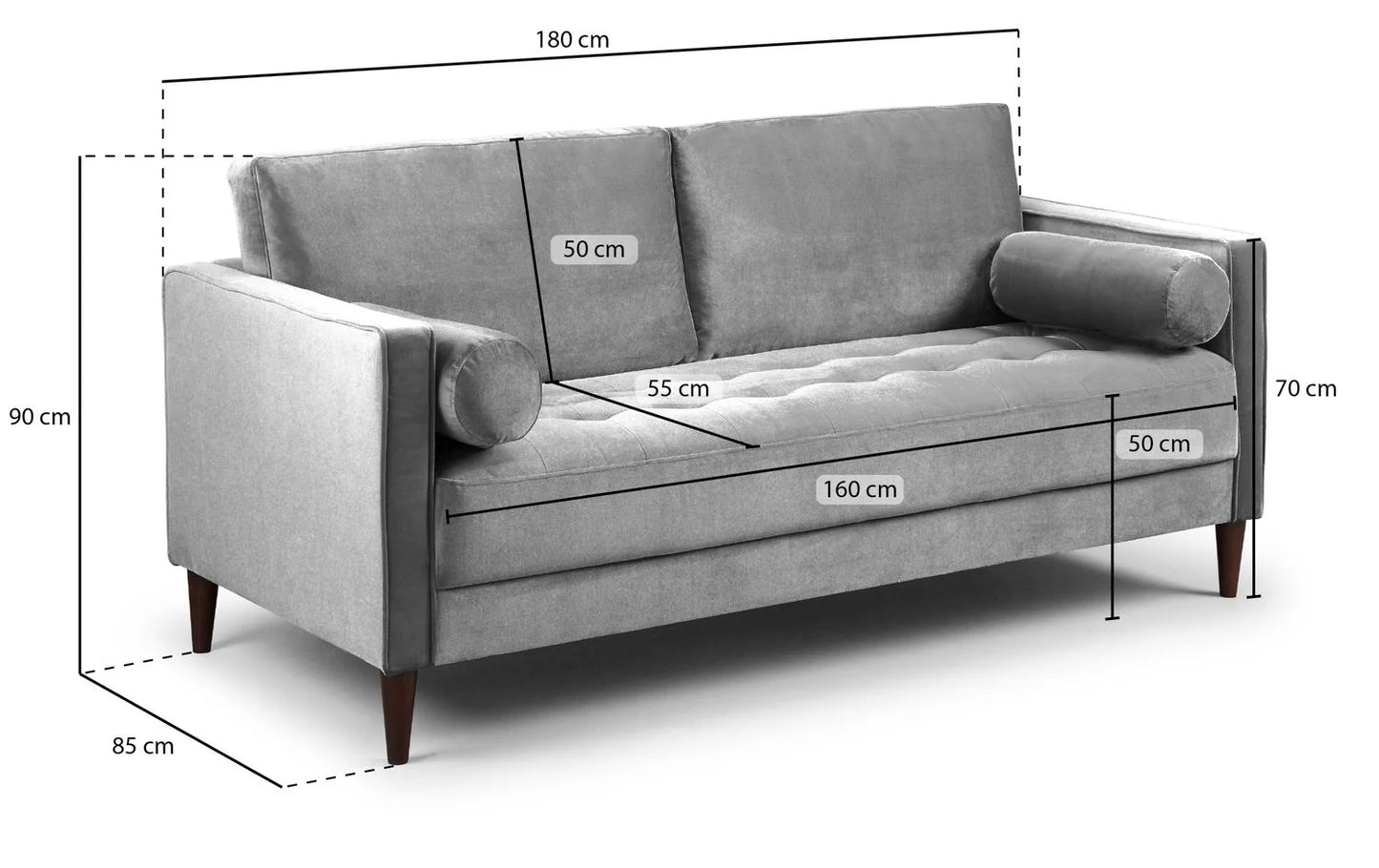 Harper Plush Teal 3 Seater Sofa