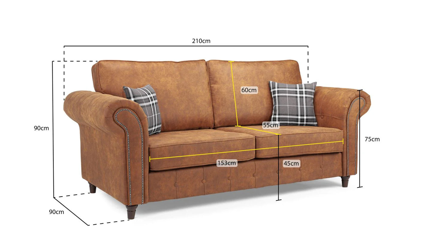Oakland 3 Seater Sofa In Tan