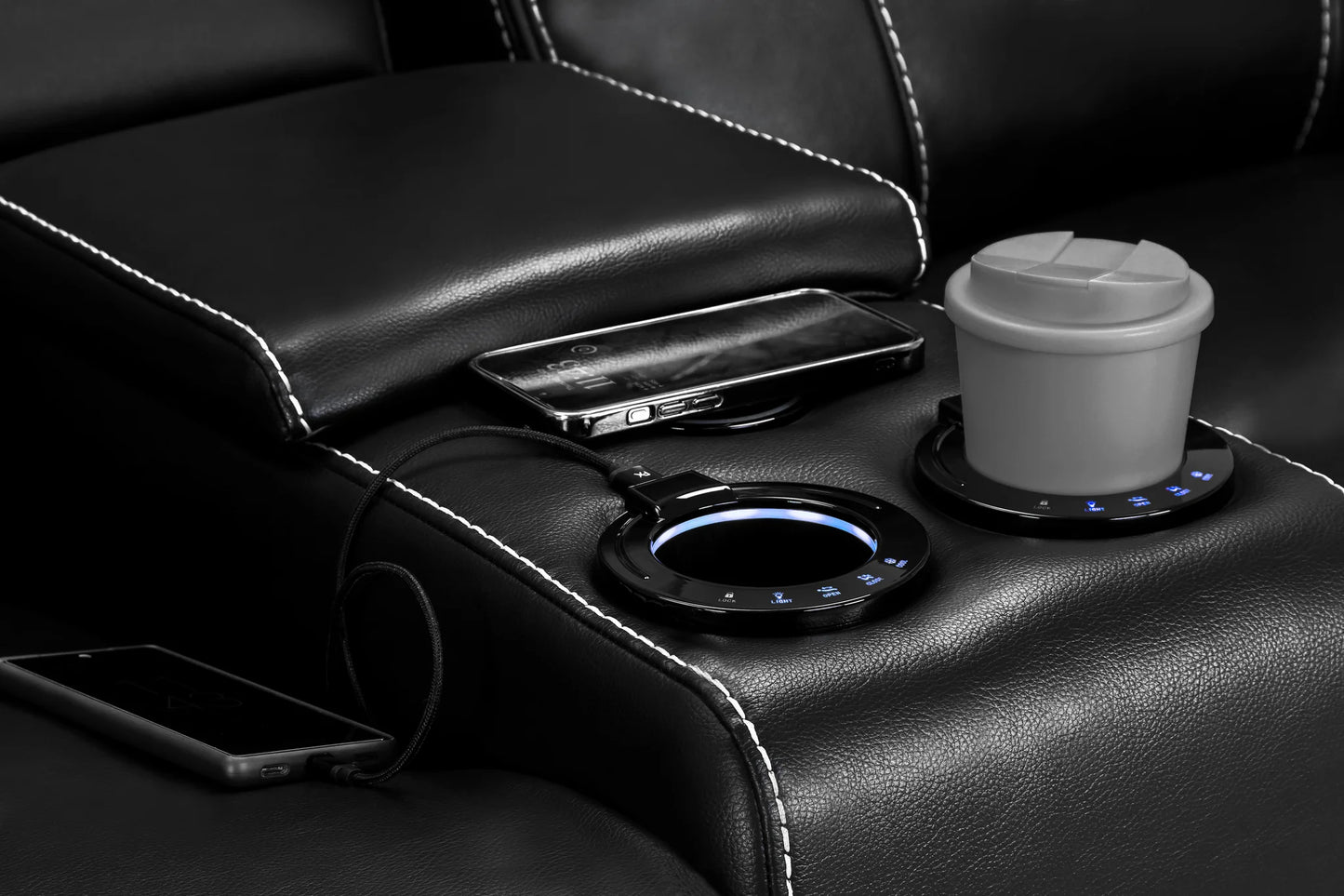The Harold Tech Electric Reclining Sofa Set In Black Leather