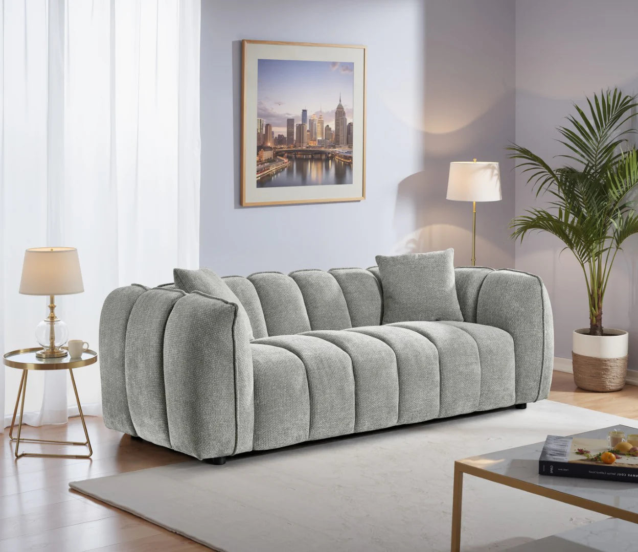 Venice 3 Seater Sofa In Grey Upholstery