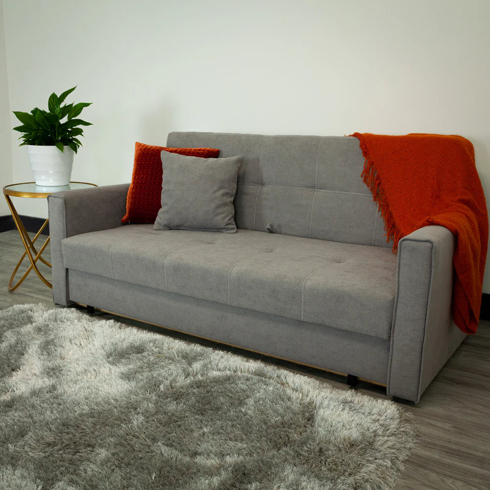 Viva 3 Seater Sofa Bed In Polyester Grey