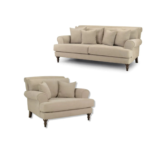 Summer Armchair & 3 Seater Set Deal In Beige