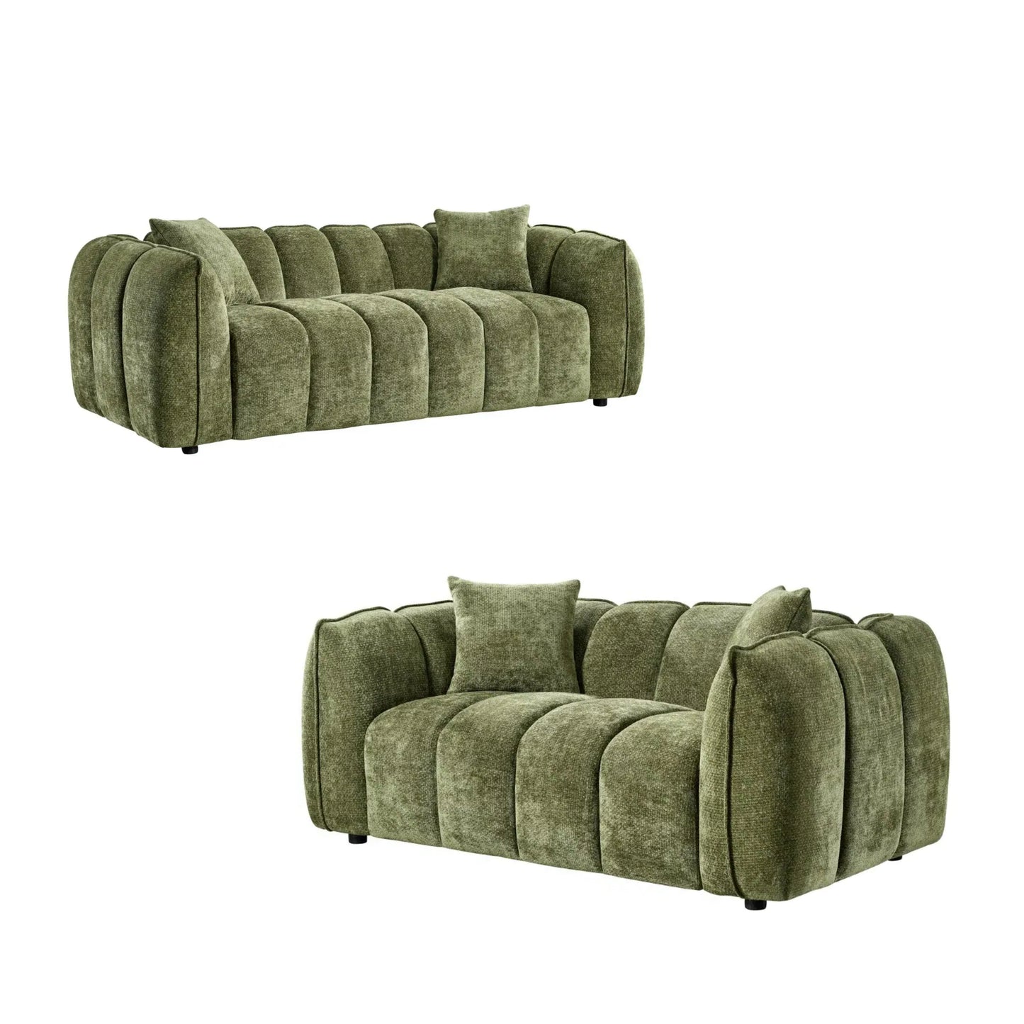 Venice 3+2 Seater Sofa Set Deal In Olive Upholstery